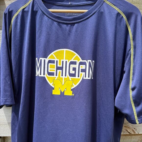 Michigan Wolverines Basketball Majestic Blue Yellow Athletic shirt Size XL - Picture 5 of 7